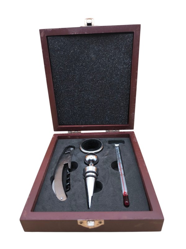 Kit para vino en estuche de madera - Equipamiento para degustar vinos - imagen 1