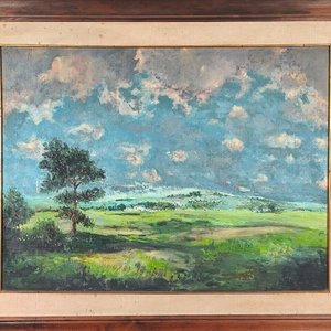 Oleo sobre Fibra "Efecto de Tormenta" - Paisaje Natural con Marco y Certificado - imagen 3
