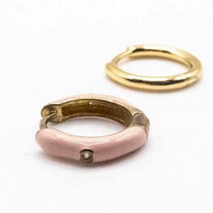Caravanas de Plata Bañadas en Oro con Esmalte Rosa - imagen 2