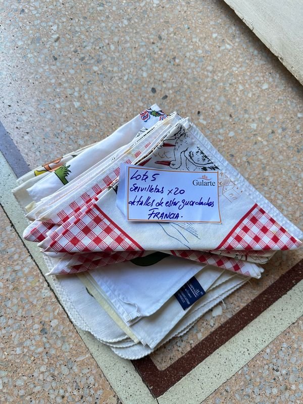 Lote de servilletas antiguos francesas - Colección de toallas y serviettes - imagen 9