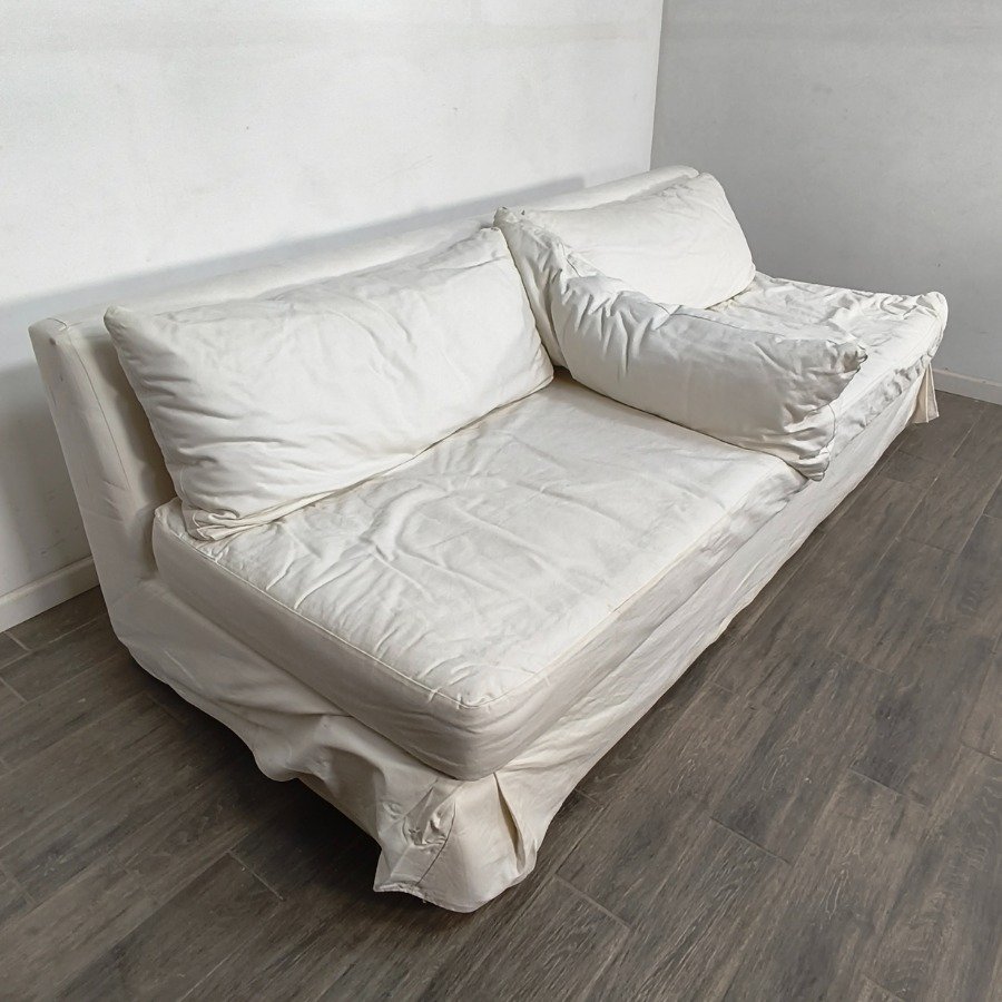 Sillón tipo camastro tapizado en Jean blanco - imagen 3
