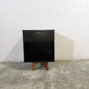 Mesa de Noche Moderna Madera Oscura con Cajón y Compartimento - imagen 1