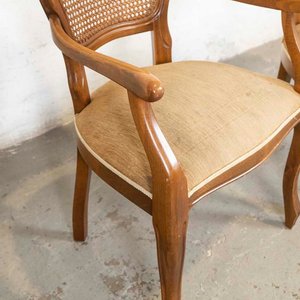Par de Sillones Franceses Estilizados con Respaldo Esterillado y Asiento Tapizado - imagen 2