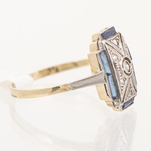 Anillo de Oro 18k con Brillante, Diamantes y Zafiros - imagen 2