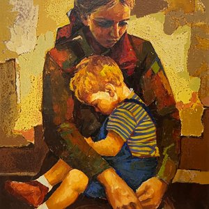 Lote anterior: Óleo "Maternidad" de Ángel Tejera, 75 x 60 cm, 1971