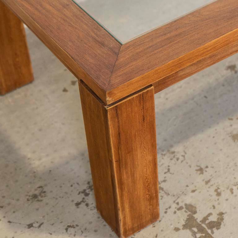 Mesa de living de madera con tapa de vidrio - imagen 3
