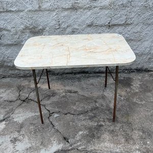 Mesa Rectangular con Tapa Veteada Beige y Patas Metálicas - imagen 2
