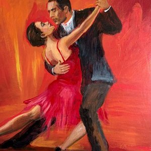 Pintura "Tango" al Óleo sobre Fibra por Martha Escondeur - 40x30cm - imagen 5