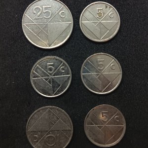 Lote de 6 Monedas de Aruba: 4x5 Centésimos, 1x10 Centésimos, 1x25 Centésimos - imagen 2