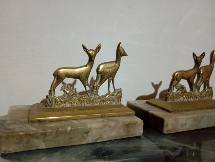 Dos figurines de ciervo en bronce con bases de mármol - imagen 5