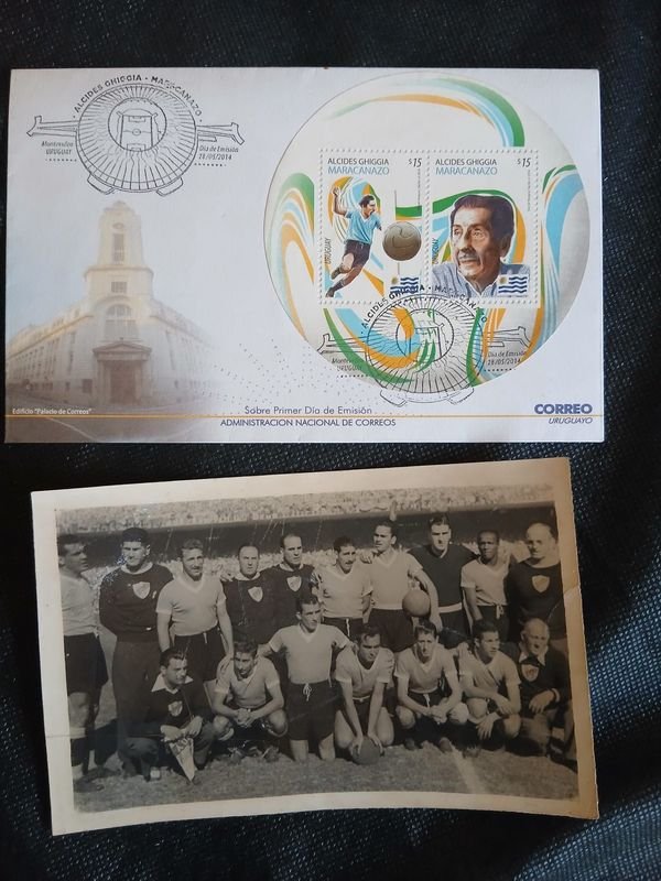 Sobre Primer Día de Emisión "Alcides Ghiggia - Maracanazo" con Foto de Época