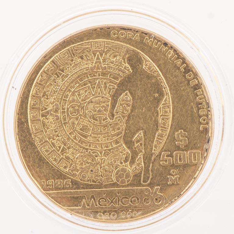 Moneda de Oro Conmemorativa Mundial México 1986 - $500 Pesos 1985