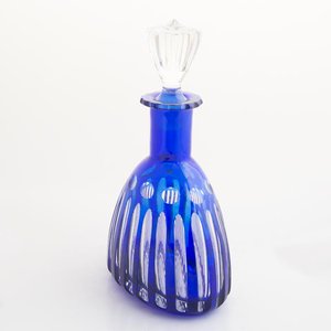 Botellón de Cristal Azul Tallado con Tapón Decorativo - imagen 2