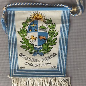 Lote siguiente: Banderín Conmemorativo Cincuentenario Comisión Nacional de Educación Física Uruguay 1911-1961