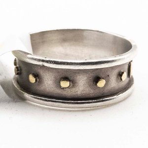 Anillo Doble Oro y Plata con Detalles Cruzados - imagen 2