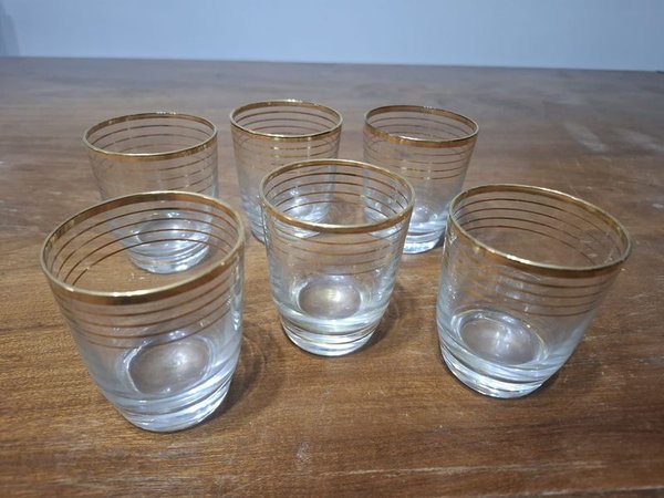 Juguetes de vidrio con borde dorado y franjas - imagen 1