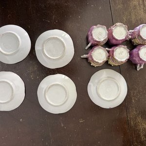 Juego de Tazas y Platillos de Porcelana Nacarada Alemana - imagen 4