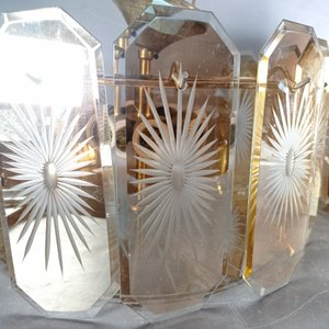 Par de Lámparas de Bronce con Vidrio Tallado y Ocho Luces - imagen 5