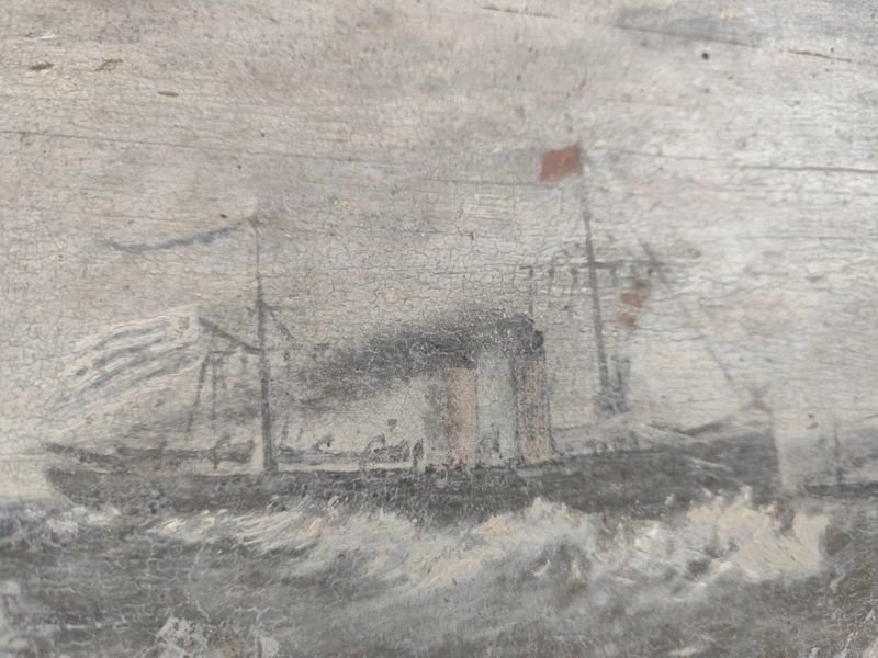 Pintura de un barco en el mar, firmada 50 x 84 cm - imagen 4