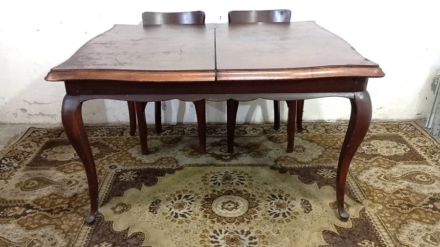 Juego de comedor francés antiguo de madera maciza - imagen 5