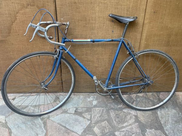 Bicicleta de Carreras Vintage Azul con Cambios en Cuadro