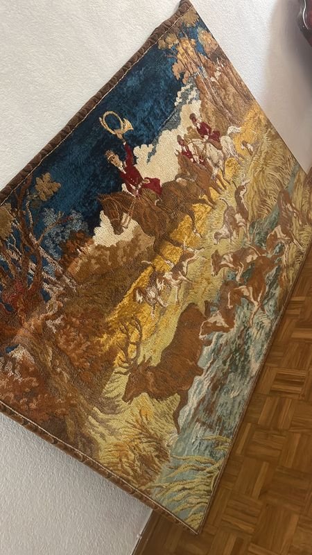 Tapicería antigua de caza en lana - imagen 2