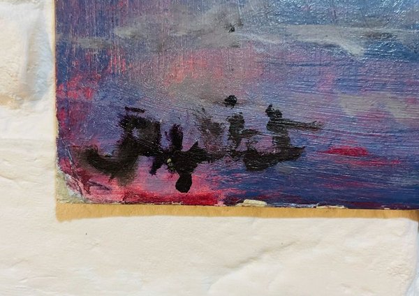 Pintura Oleo sobre fibra Bahía de Montevideo firmada - imagen 2