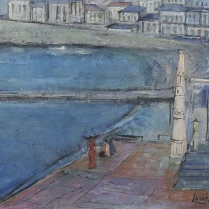 Óleo "Puerto Mediterráneo" de Alejandro Lanoël - imagen 5