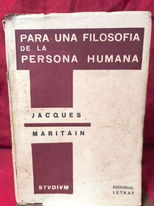 Libro "Para una Filosofía de la Persona Humana" de Jacques Maritain (1938)