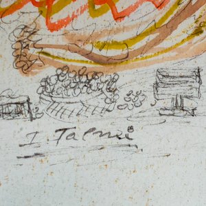 Acuarela "Alegoría de Personajes" Firmada J. Talmie - Marco Dorado - imagen 4