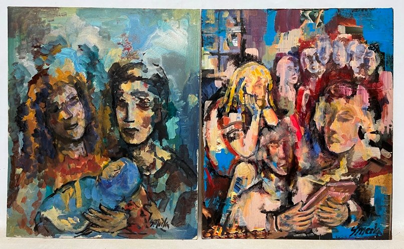 Lote siguiente: Pintura de Saul Merla - Figuras en oleos sobre fibra