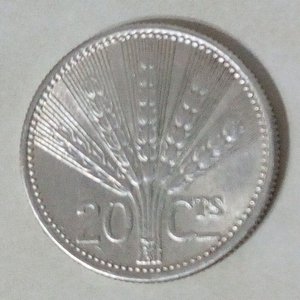 Moneda Uruguaya de Plata 20 Centésimos 1954 con Efigie de Artigas - imagen 1