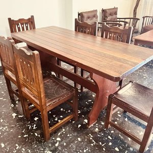 Mesa de Comedor de Madera Maciza con 6 Sillas Estilo Rústico - imagen 3