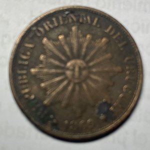 Moneda de 1 Centésimo de 1869 de la República Oriental del Uruguay - imagen 5