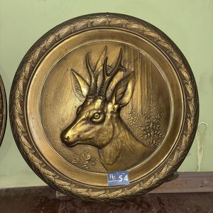 Juego de 2 Cuadros Decorativos Redondos de Ciervo y Carnero - imagen 3