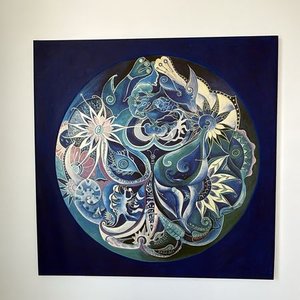 Lote siguiente: Reproducción de Mandala Mariposa Azul sobre Tela 145x145 cm