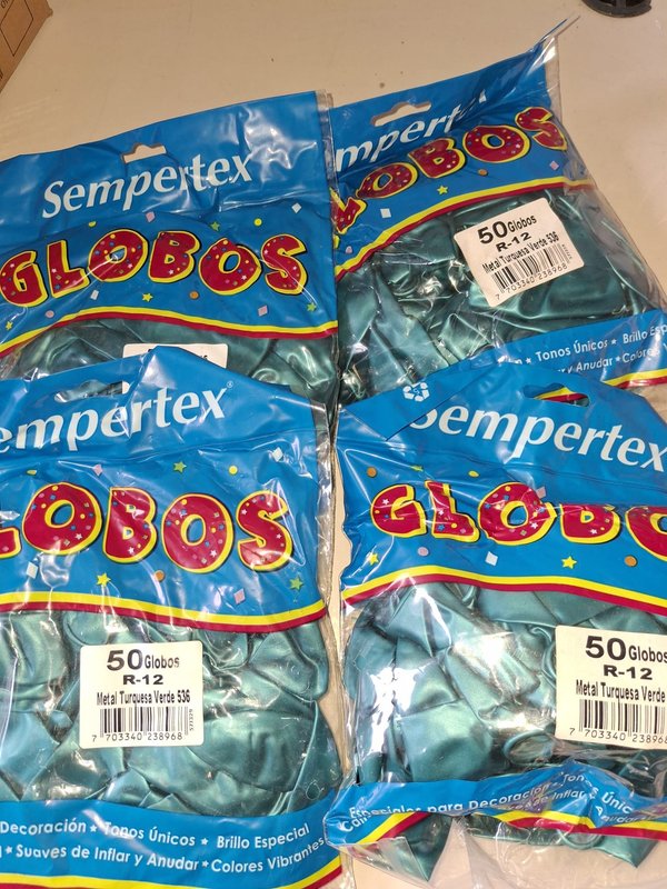 Paquetes de Globos Sempertex Turquesa Metalizado