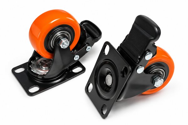 Set de 2 Ruedas Giratorias Naranja con Freno de 2 Pulgadas