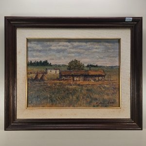 Óleo "Escena de Campo" de Fernando Amaral, firmado y fechado 2001 - imagen 2