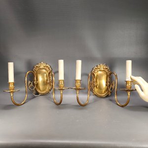 Par de Apliques de Bronce para Pared con Dos Luces Cada Uno - imagen 2