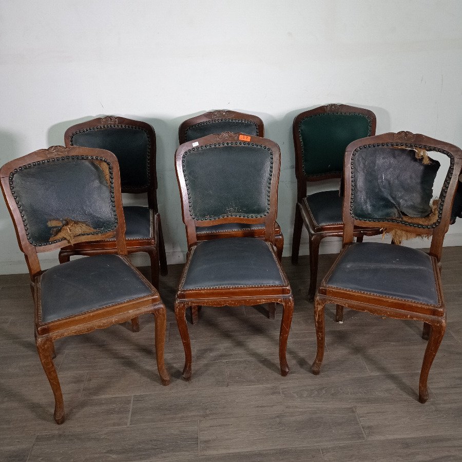 Seis Sillas Estilo Luis XV Tapizado Deteriorado