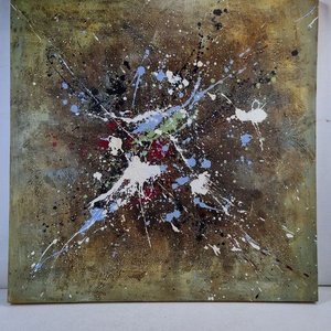 Lote siguiente: Cuadro Abstracto "Action Painting" con Salpicado de Colores Vibrantes (90x90cm)