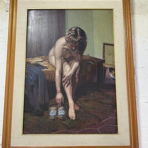 Lote anterior: Óleo "Modelo en Descanso" de Sergio Curto, 50x70 cm