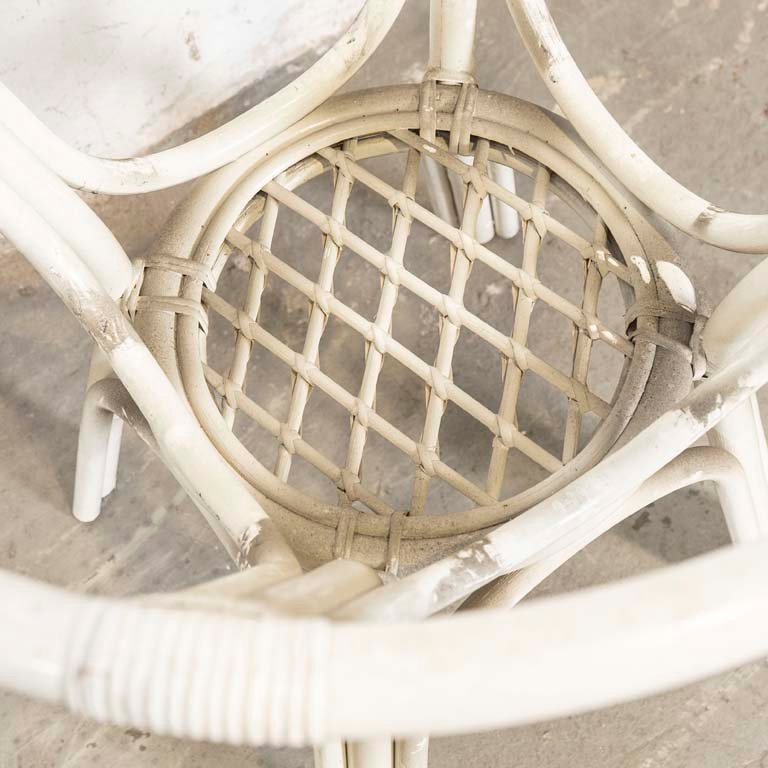 Silla de jardín de mimbre y madera, estilo blanco - imagen 3