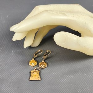 Par de Caravanas y Dije "Virgen de Lourdes" Enchapado FIX con Circonitas - imagen 3
