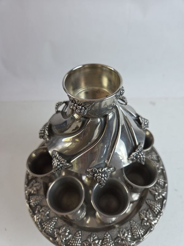 Juego divisor de vino Kiddush chapado en plata - imagen 8