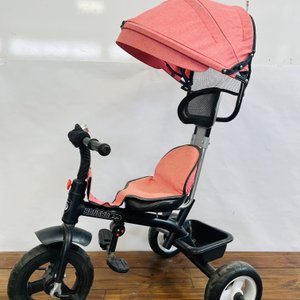 Triciclo Infantil Honghu Rosa con Toldo y Canasto - imagen 5