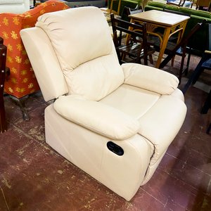 Sillón Reclinable Beige y Soporte para Plantas Metálico Negro - imagen 1