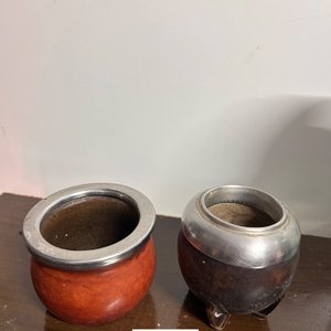 Lote de Dos Mates Artesanales con Embudo Metálico - imagen 2
