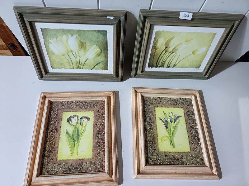 Lote de 4 Cuadros Decorativos con Flores
